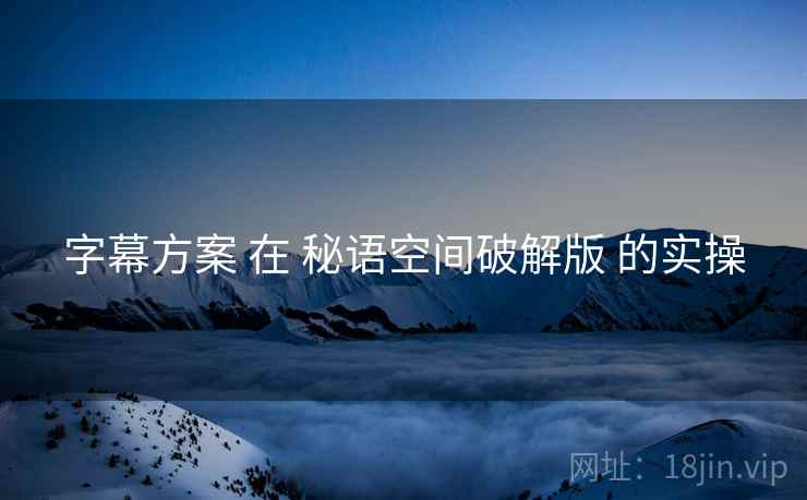 字幕方案 在 秘语空间破解版 的实操