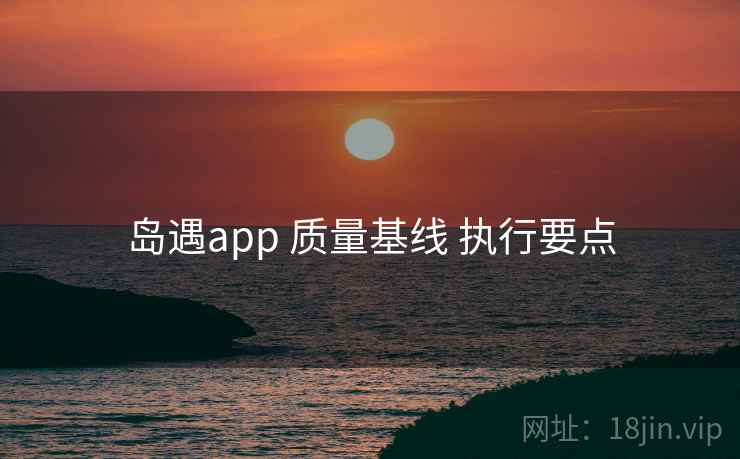 岛遇app 质量基线 执行要点